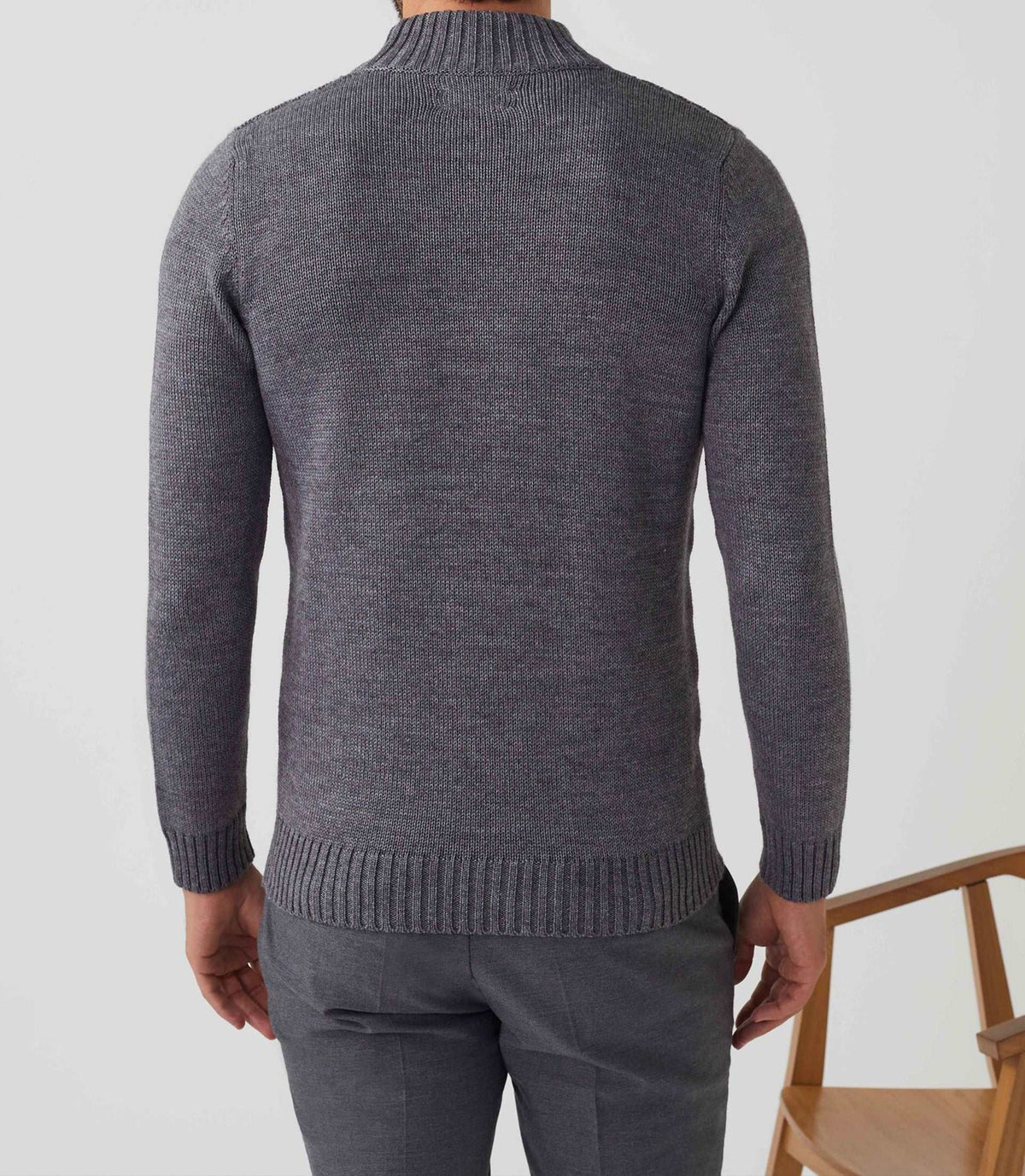 Pull col montant laine gris "Simeo" - IZAC