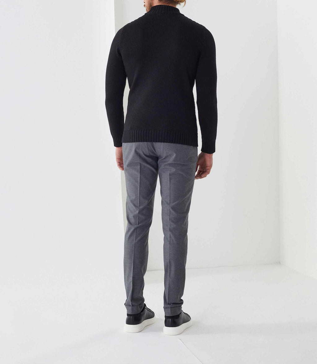 Pull col montant laine noir "Simeo" - IZAC