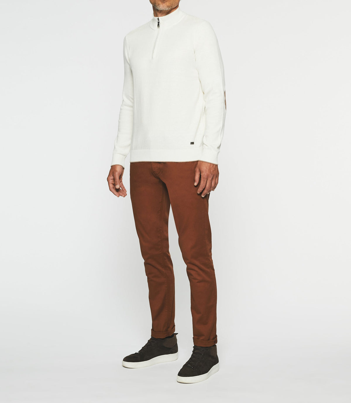 Pull col zippé en coton - cachemire écru BACARY - IZAC