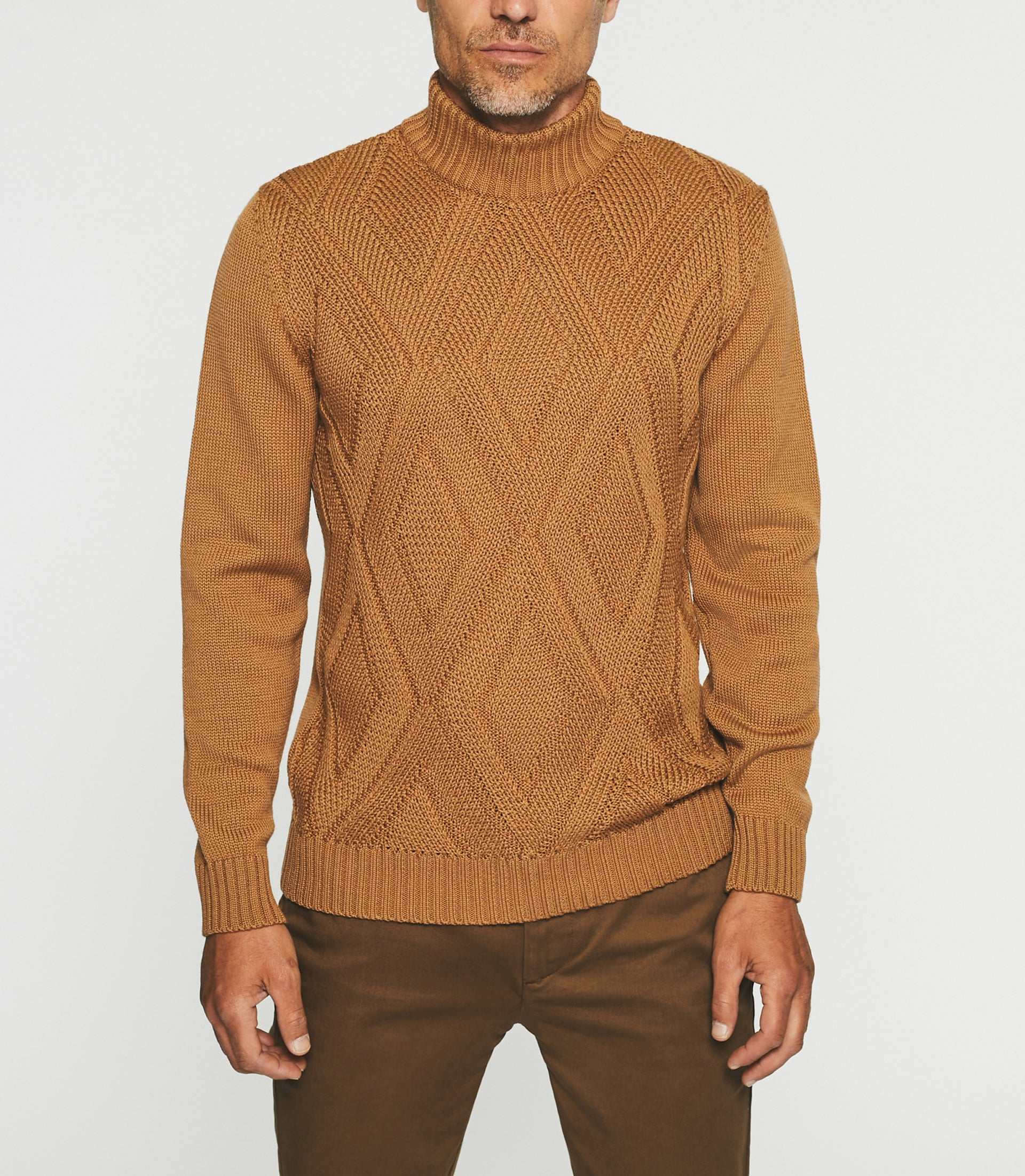 Pull col montant camel BELLINO - IZAC