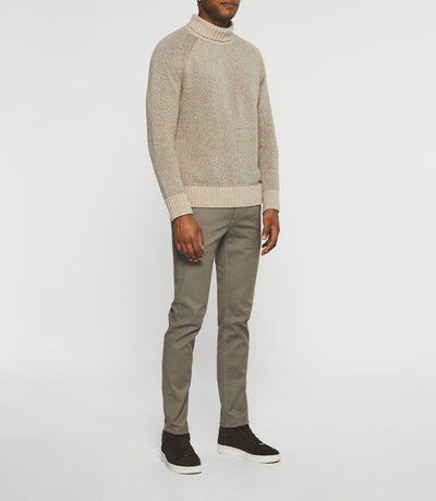 Pull col roulé en laine beige BELMO - IZAC