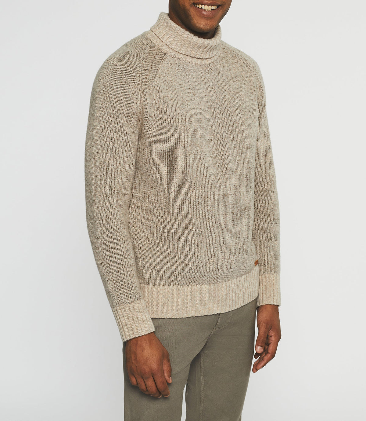 Pull col roulé en laine beige BELMO - IZAC