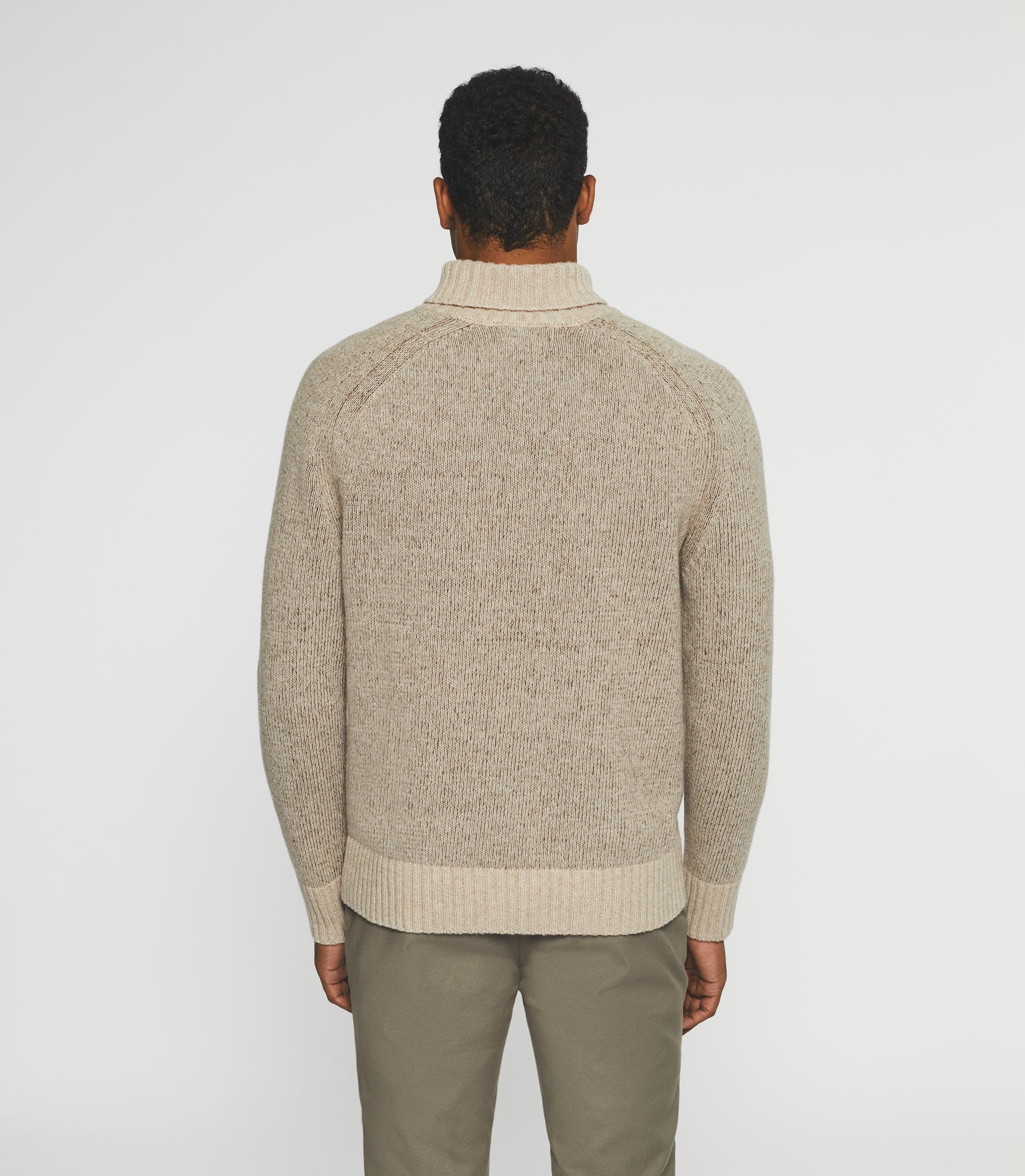 Pull col roulé en laine beige BELMO - IZAC