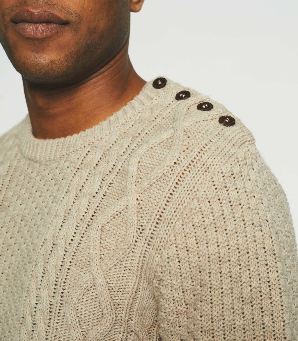 Pull col rond beige BELONI - IZAC