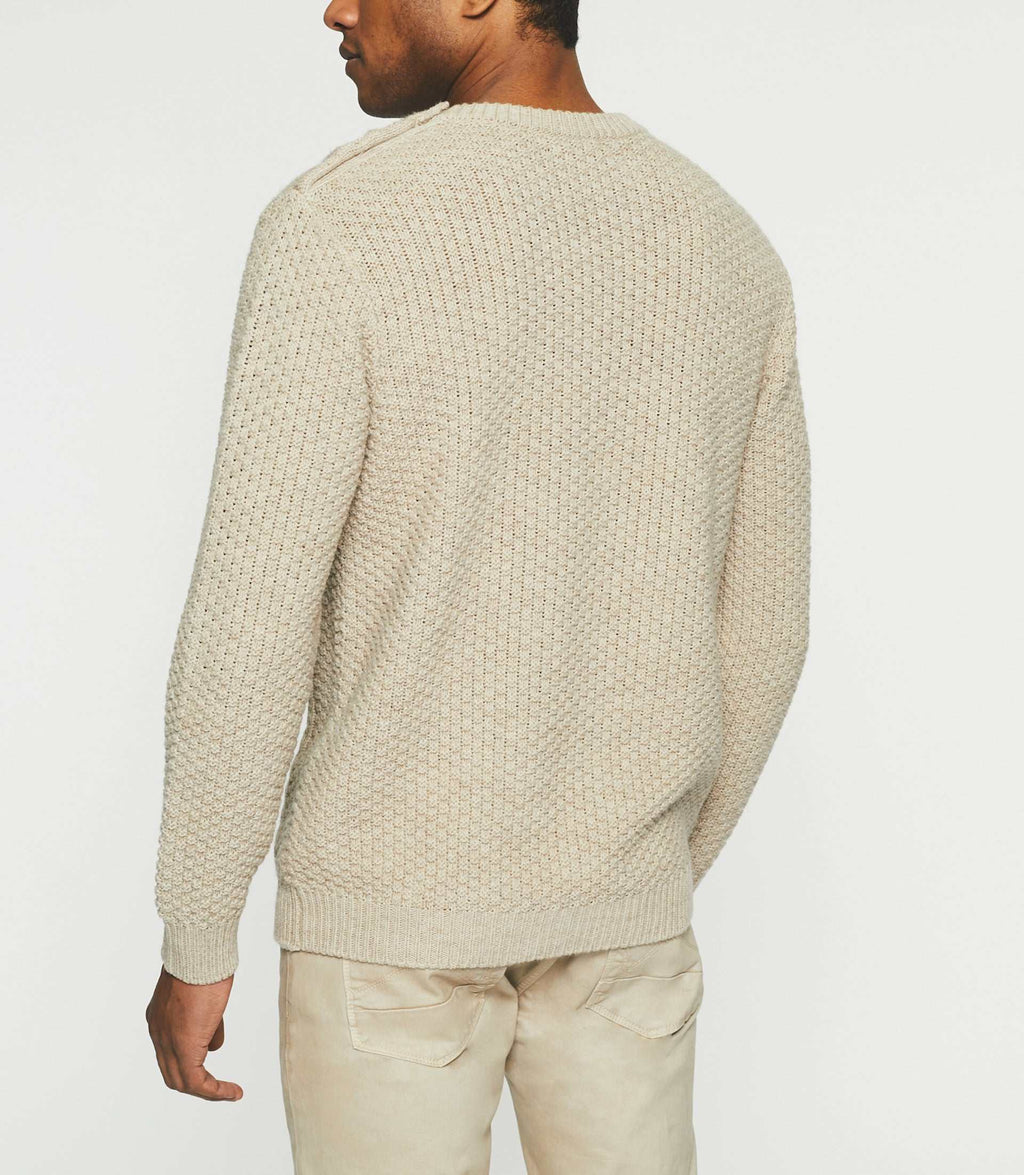 Pull col rond beige BELONI - IZAC