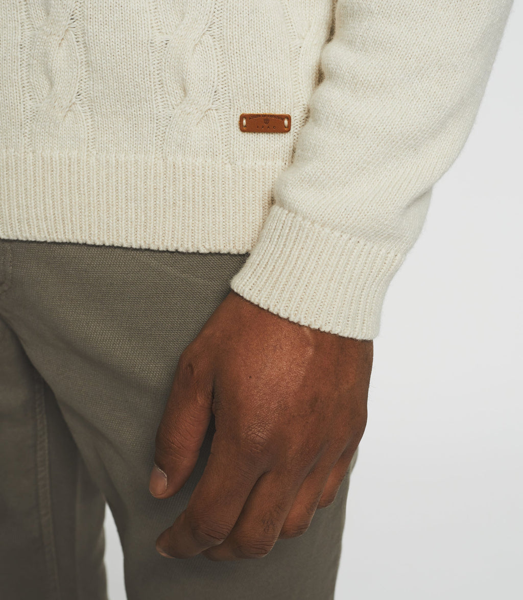 Pull col rond laine - cachemire beige BENITO - IZAC