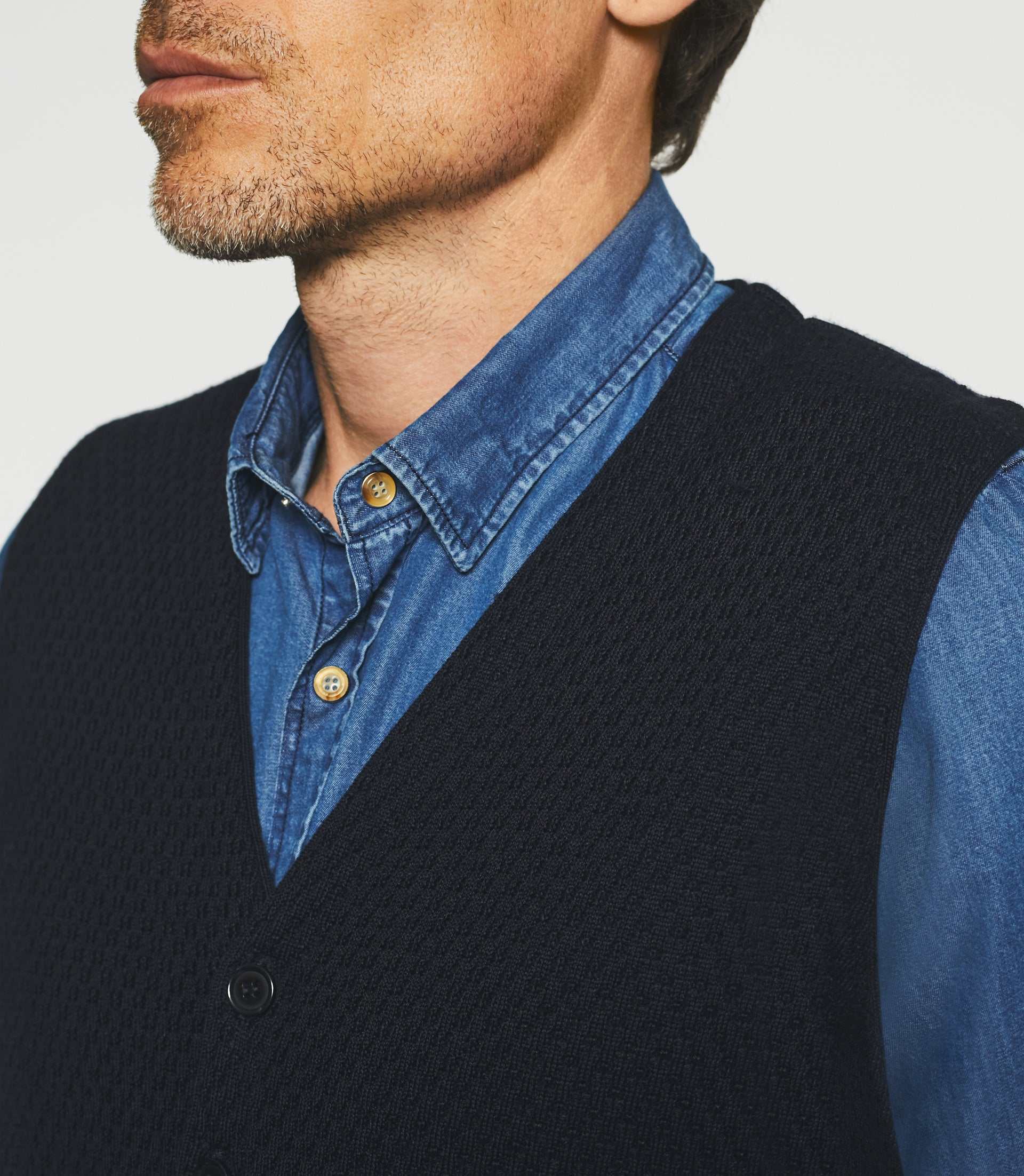 Gilet casual sans manches marine BIAGO - IZAC