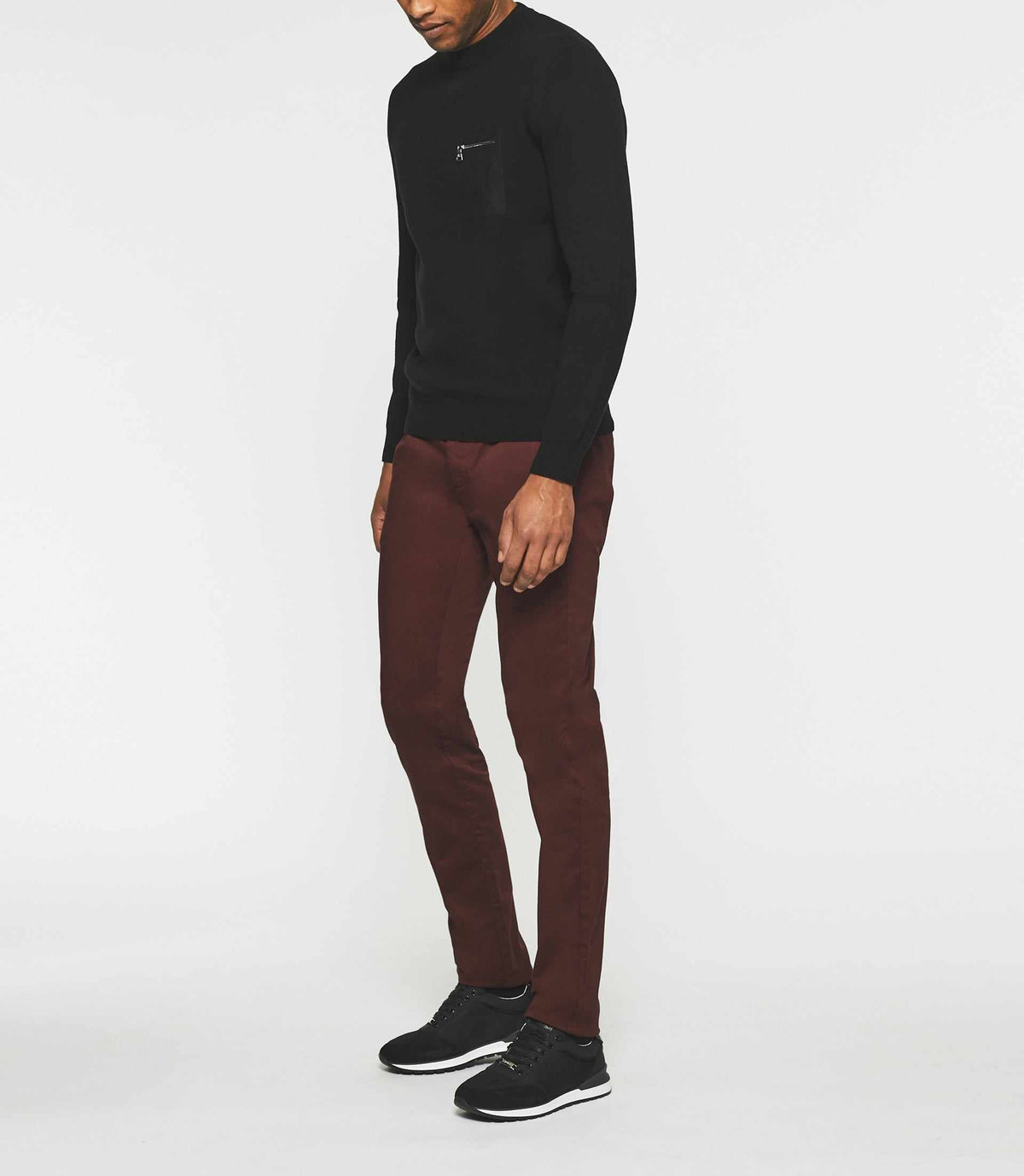 Pull col rond noir BRAD - IZAC