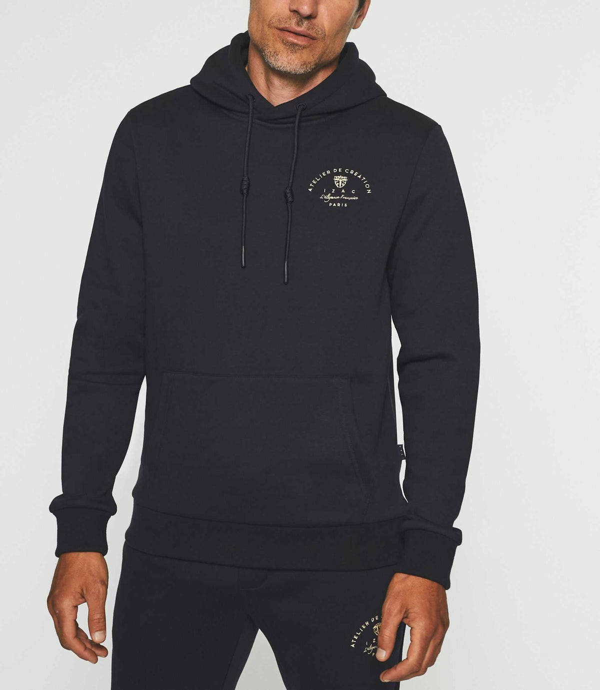 Sweat à capuche uni marine SWBAYA - IZAC