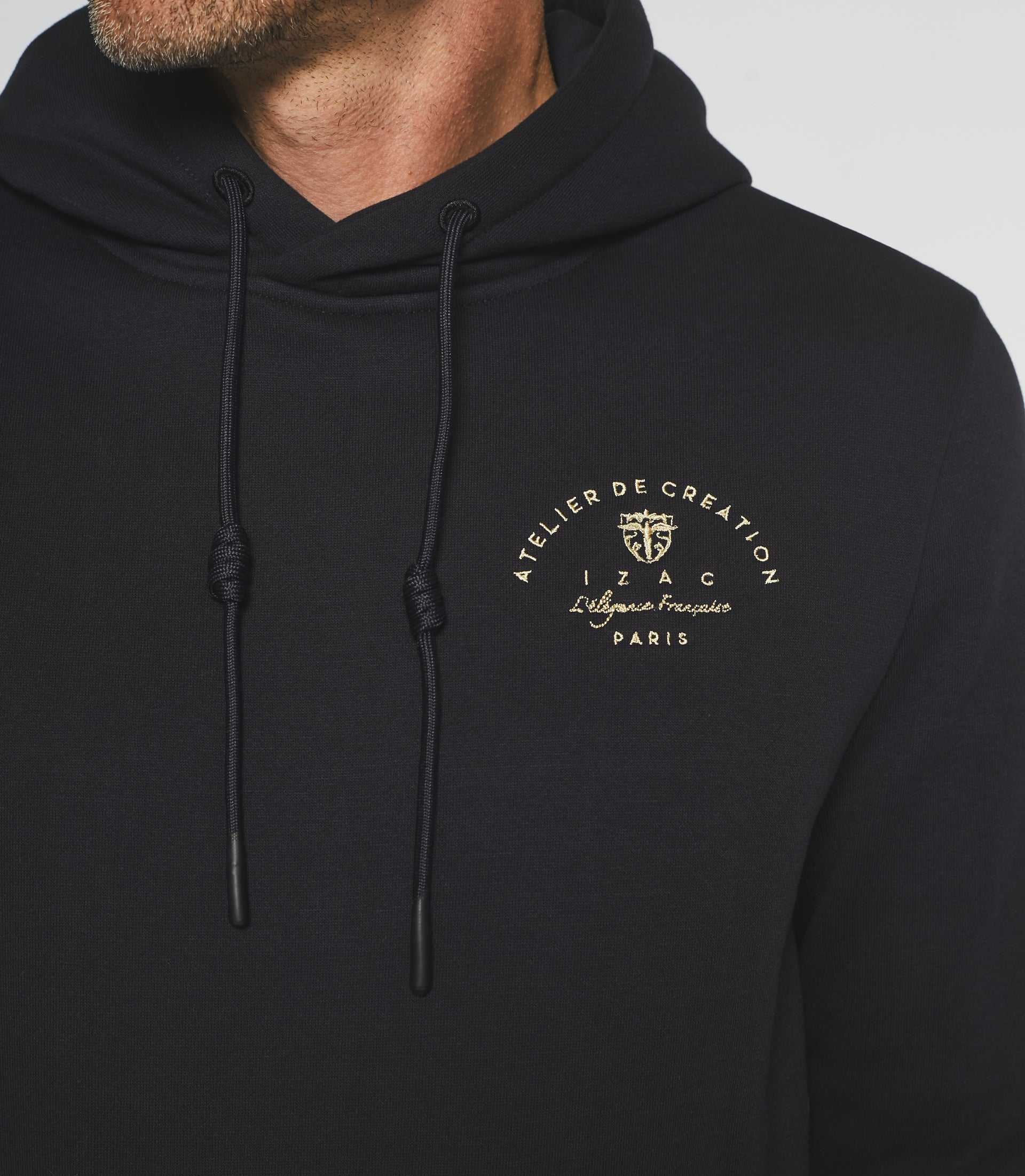 Sweat à capuche uni marine SWBAYA - IZAC