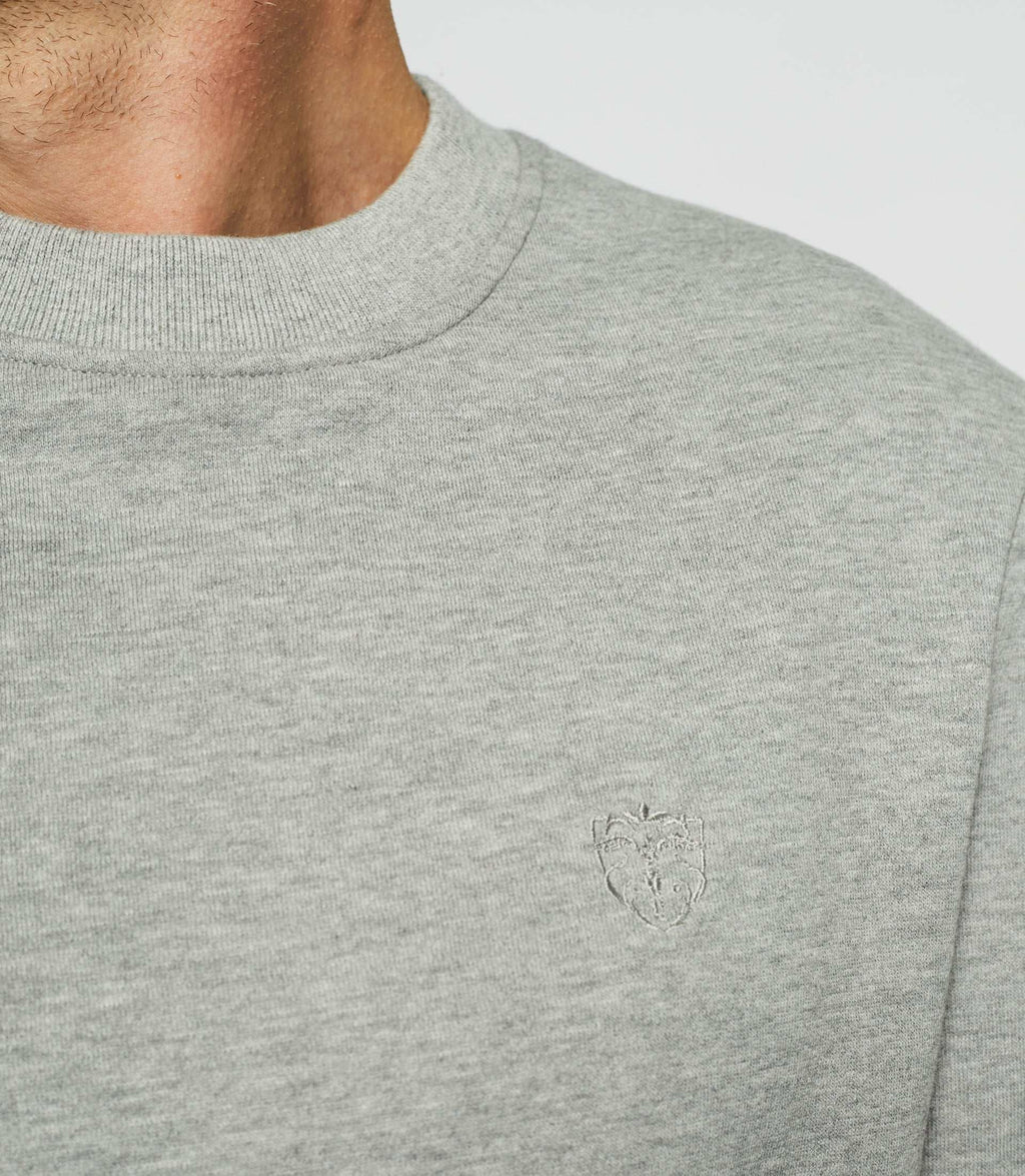 Sweat col rond uni gris chiné SWBENJI - IZAC