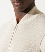 Gilet zippé jeux de point beige en mérinos - IZAC