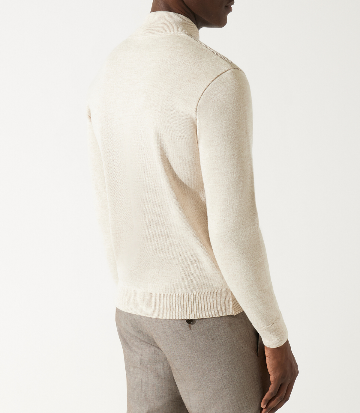 Gilet zippé jeux de point beige en mérinos - IZAC