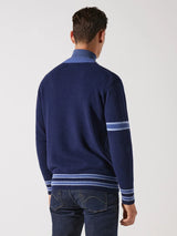 Gilet boutonné brodé bleu - IZAC