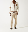 Gilet boutonné brodé écru - IZAC