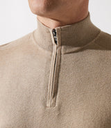 Pull col zippé camionneur beige foncé - IZAC