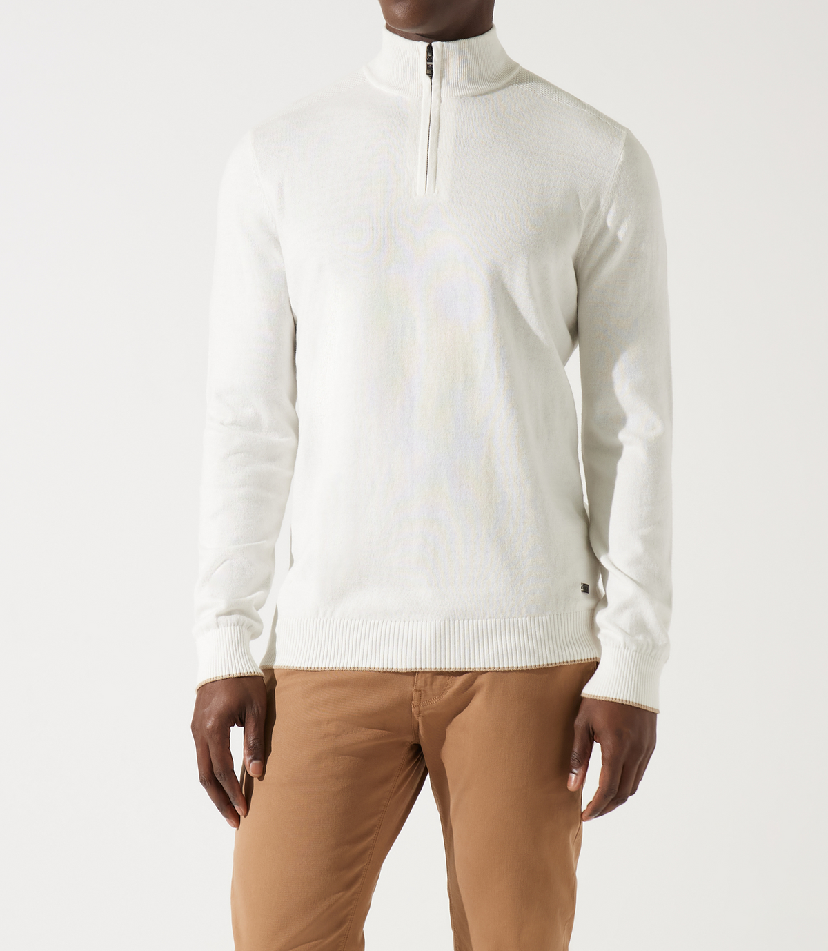 Pull col zippé camionneur écru - IZAC