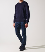 Pull col rond marine 100% mérinos - IZAC