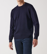 Pull col rond marine 100% mérinos - IZAC