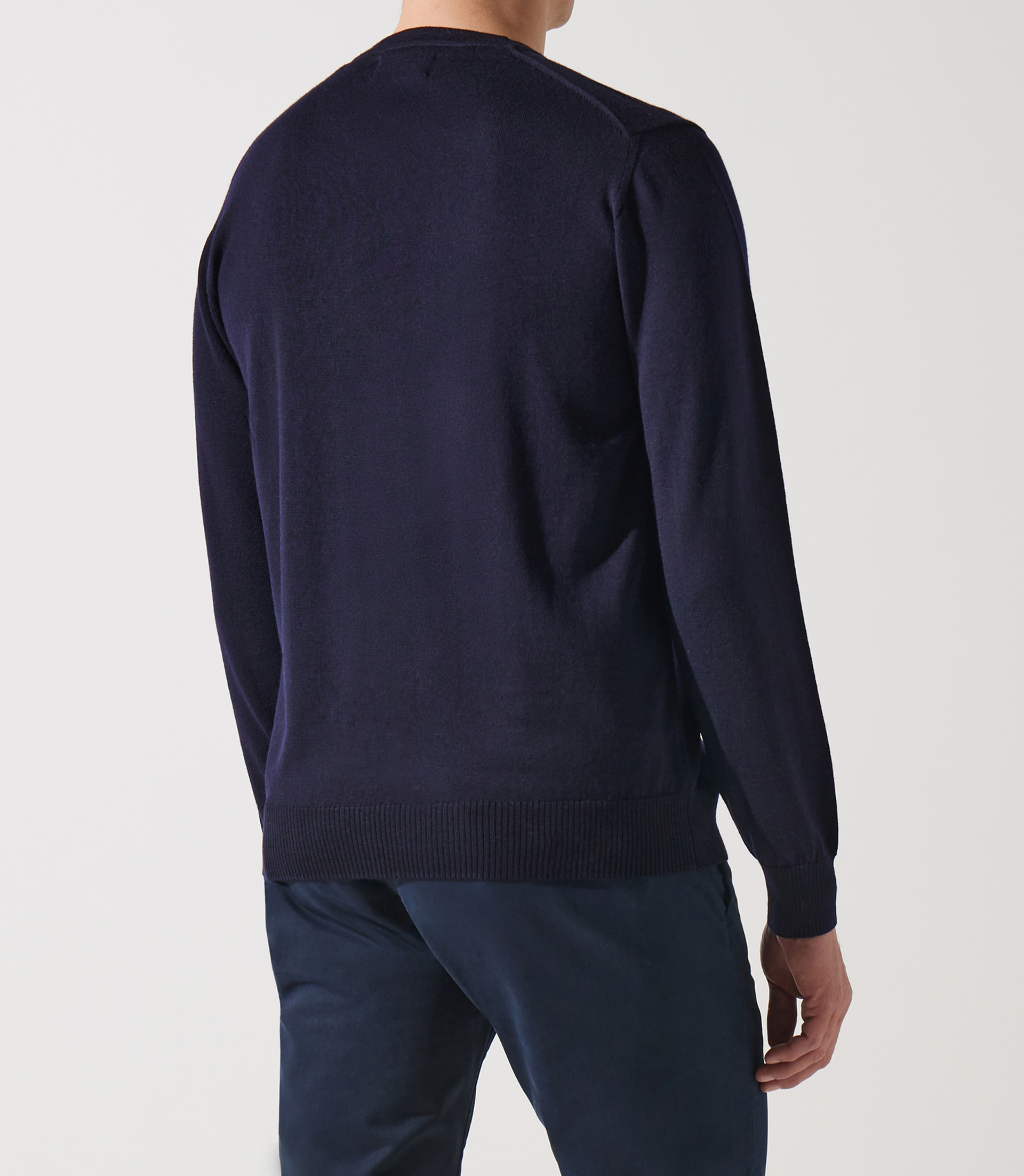 Pull col rond marine 100% mérinos - IZAC