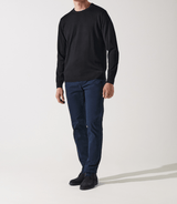 Pull col rond noir 100% mérinos - IZAC