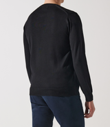 Pull col rond noir 100% mérinos - IZAC