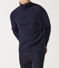 Pull col roulé torsade marine - IZAC