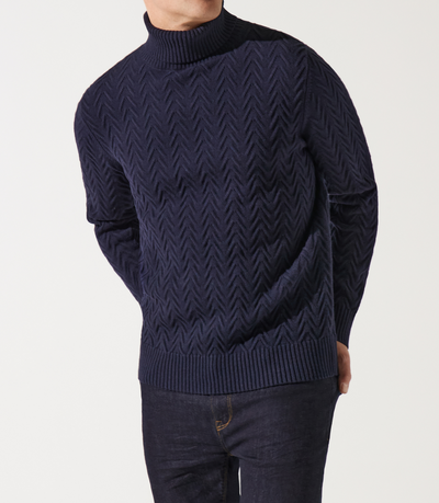 Pull col roulé torsade marine - IZAC