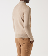 Gilet zippé col rond mix matière beige - IZAC