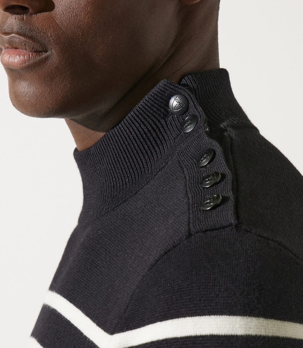Pull col montant boutonné noir - IZAC