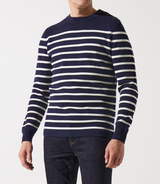 Pull col rond à rayures marine - IZAC