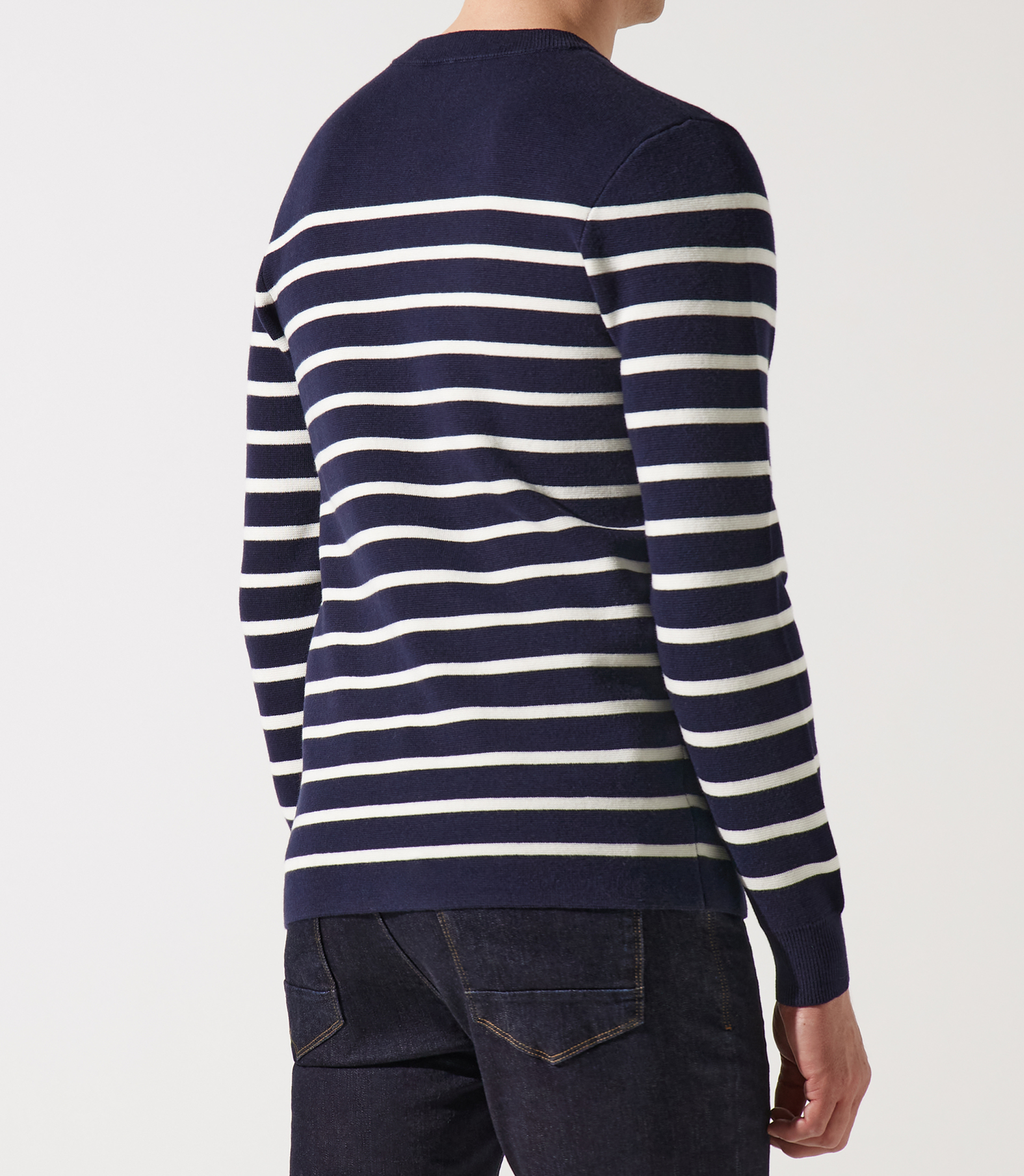 Pull col rond à rayures marine - IZAC