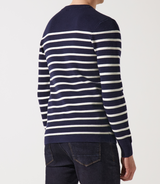Pull col rond à rayures marine - IZAC