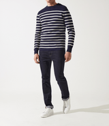 Pull col rond à rayures marine - IZAC