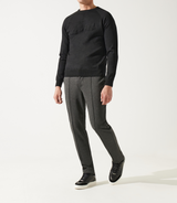 Pull col rond jacquard noir - IZAC