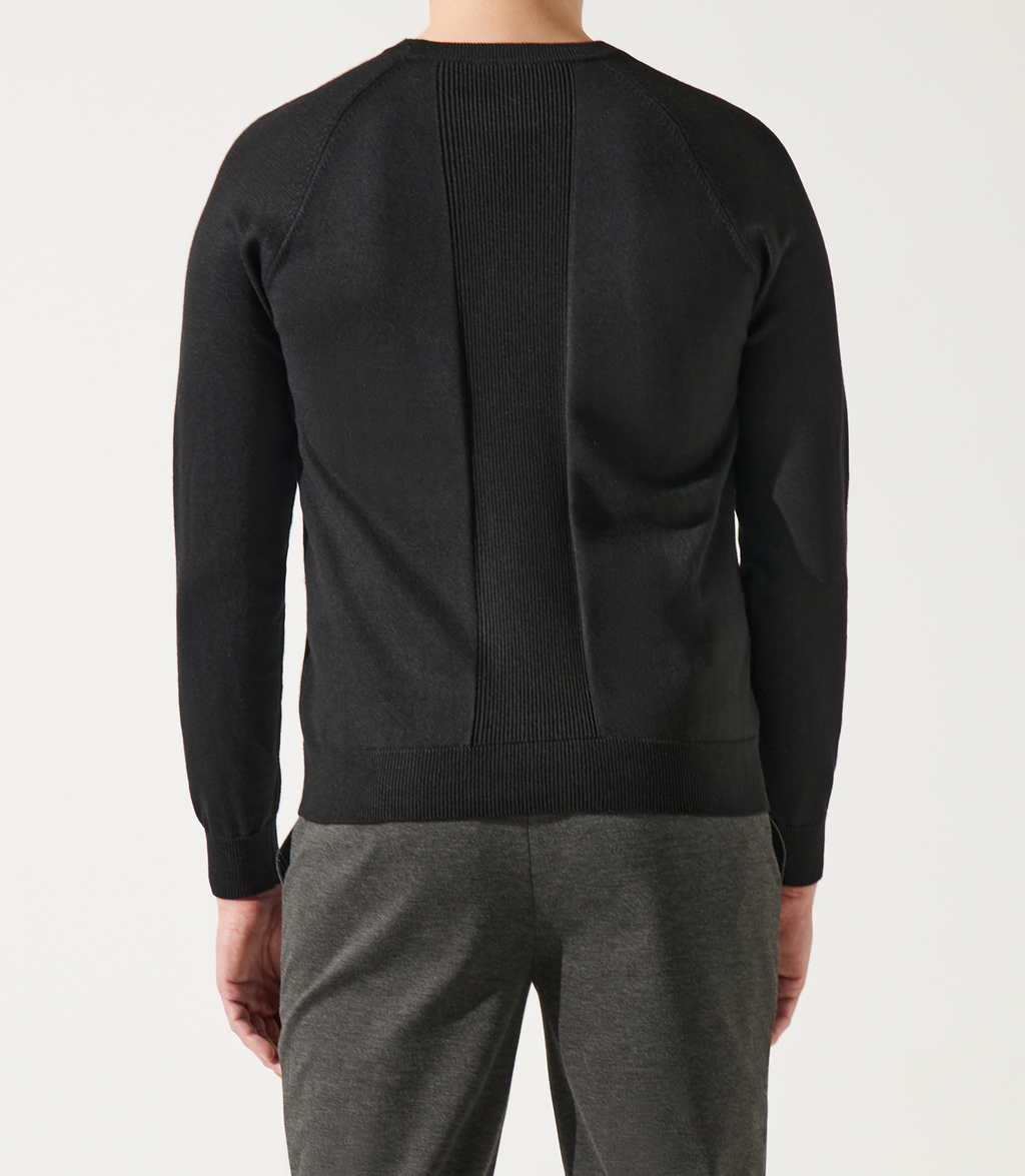 Pull col rond jacquard noir - IZAC