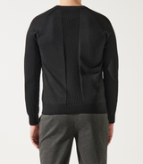 Pull col rond jacquard noir - IZAC