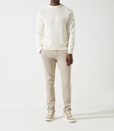 Pull col rond rayé écru - IZAC