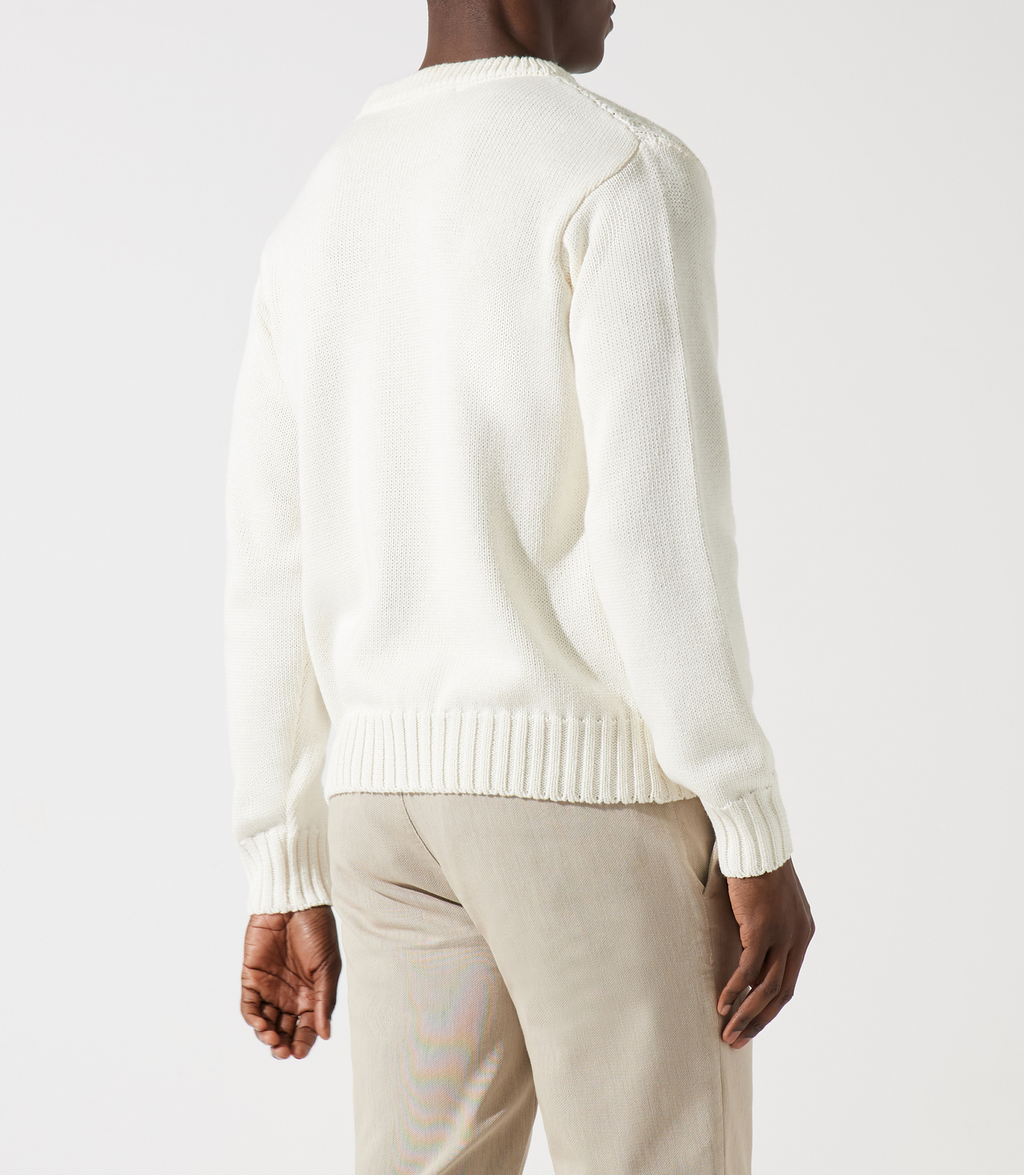 Pull col rond rayé écru - IZAC