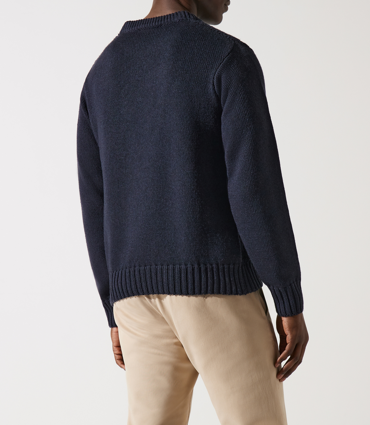 Pull col rond rayé marine - IZAC