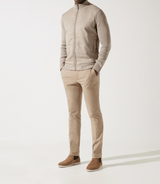 Gilet zippé col rond mix matière beige - IZAC