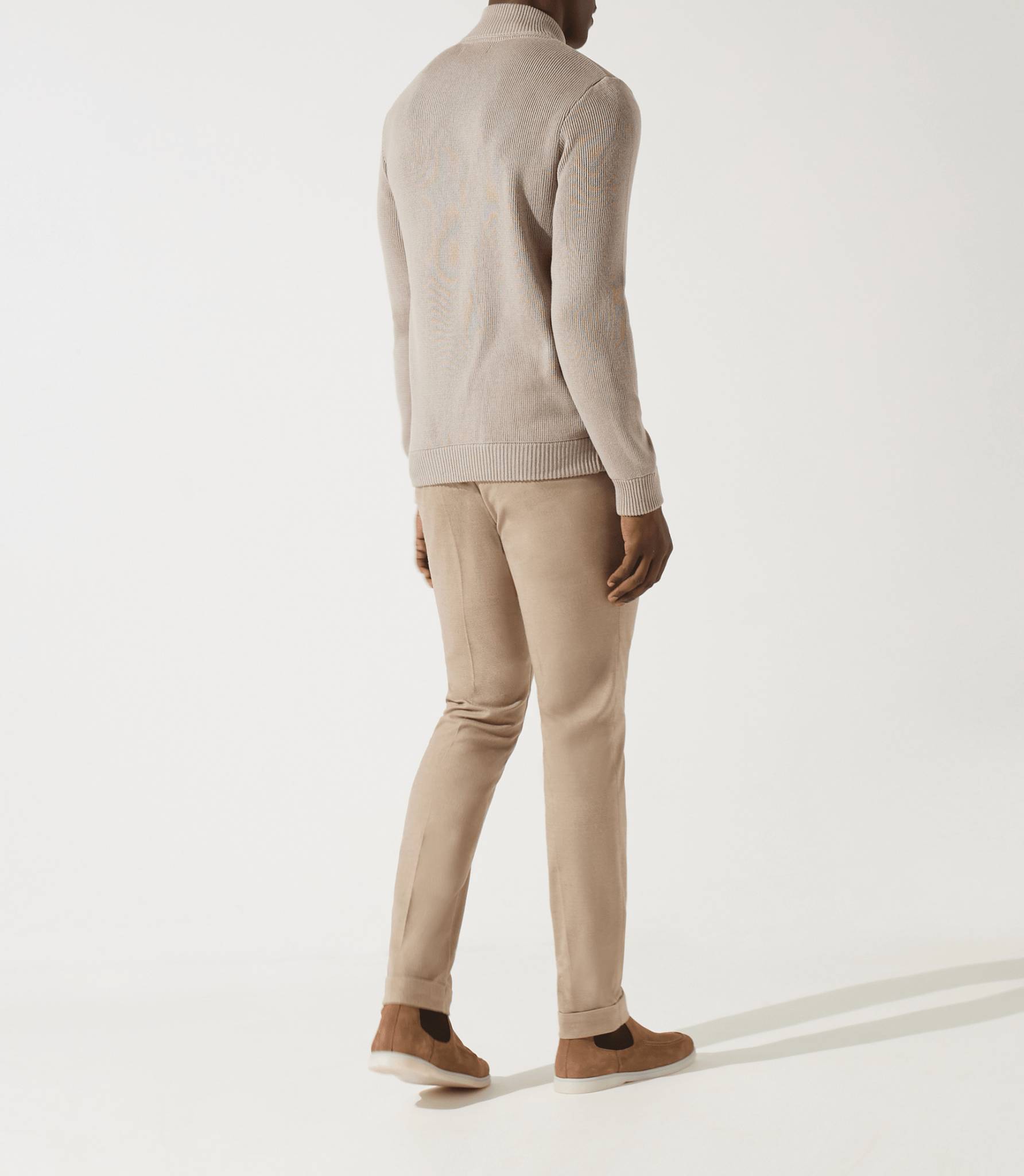 Gilet zippé col rond mix matière beige - IZAC