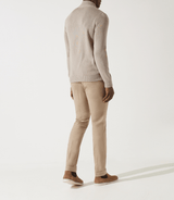 Gilet zippé col rond mix matière beige - IZAC