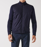 Gilet zippé col rond mix matière marine - IZAC