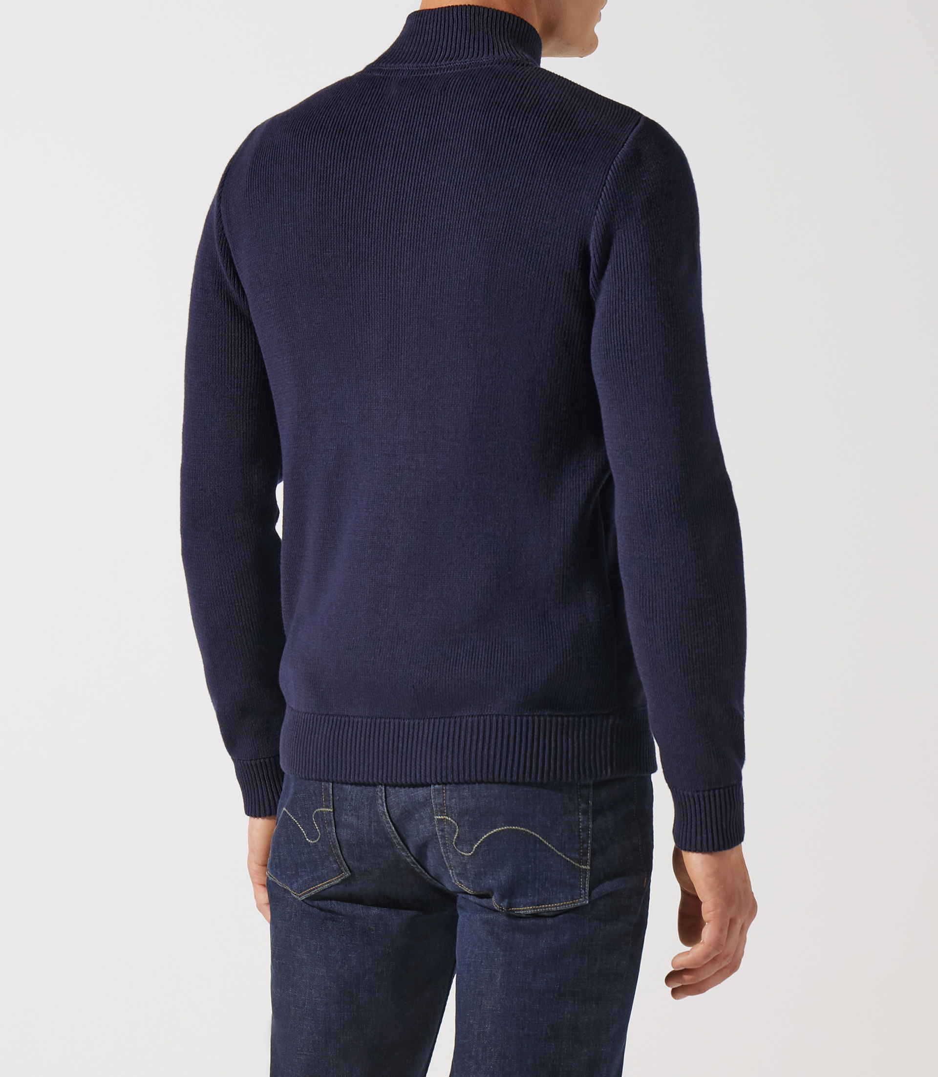 Gilet zippé col rond mix matière marine - IZAC