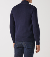 Gilet zippé col rond mix matière marine - IZAC