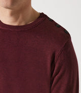 Pull col rond épaule boutonné bordeaux - IZAC