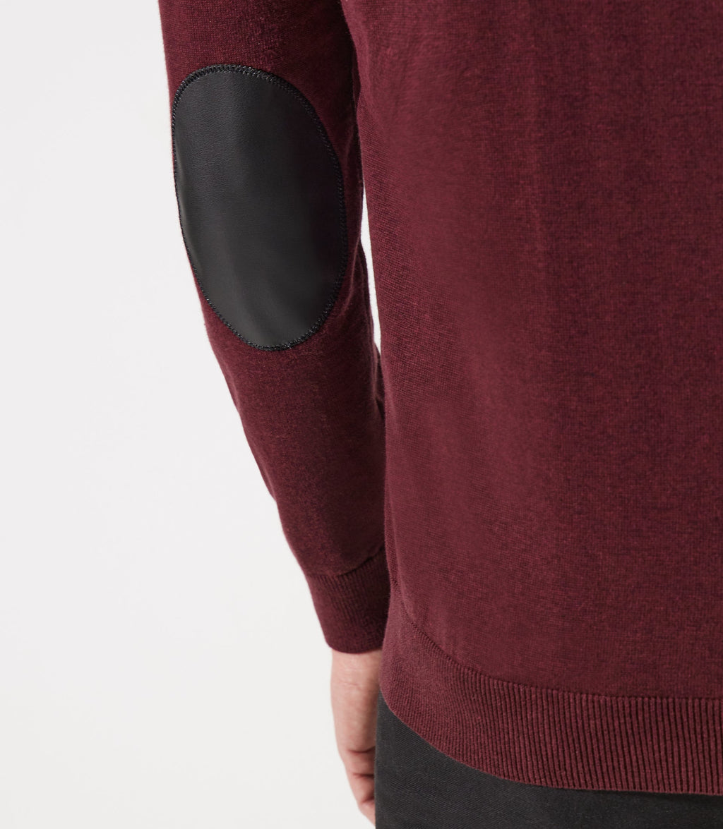 Pull col rond épaule boutonné bordeaux - IZAC
