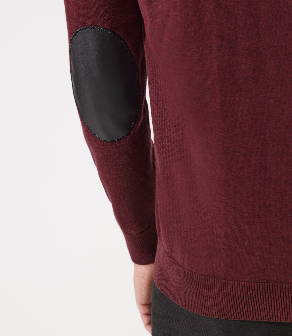Pull col rond épaule boutonné bordeaux - IZAC