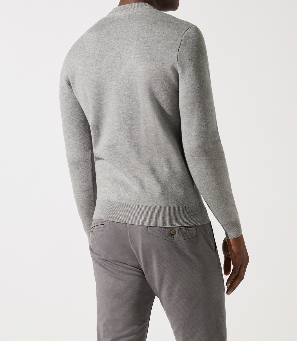 Pull col rond gris chiné avec poche - IZAC